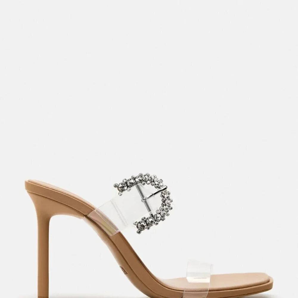 ZARA HIGH HEELED VINYL SANDALS SIZE 6.5 US ( 37) NEW WITH TAG! - Picture 2 of 11